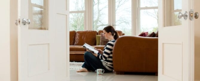 Woman enjoying the comfort of her home